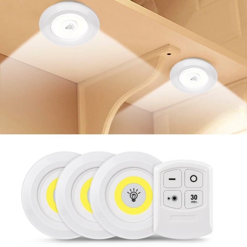 Pack 3 Focos Led inalámbricos Con Control Remoto