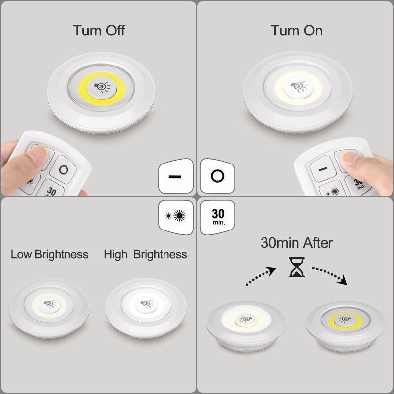 Pack 3 Focos Led inalámbricos Con Control Remoto